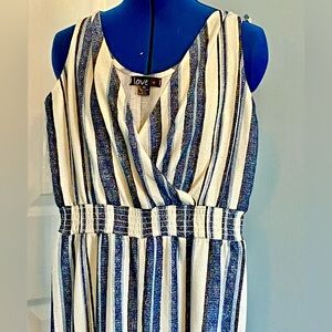 Love Blue and White Striped Jumpsuit